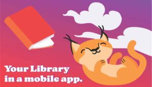 Ida An Idaho Library App, Falling Cat with Book Logo