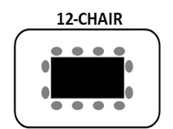 Image of conference room standard configuration with one table and 12 chairs