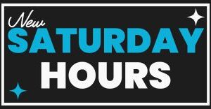 New Saturday hours 10:30 am - 3:00 pm