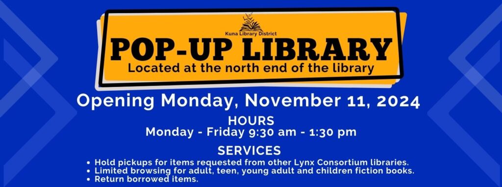 Pop-I-up Library coming 1111-2024