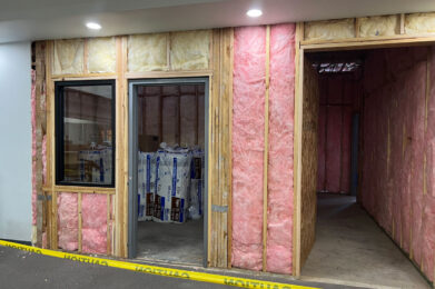 Kuna Library study rooms with framed walls and insulation