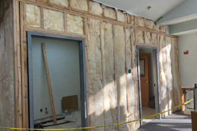 Kuna Library study rooms with framed walls and insulation