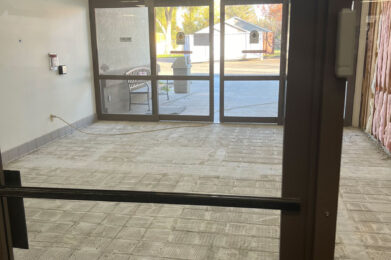 Kuna Library main entryway with tile floor removed