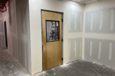 Door to new multipurpose room