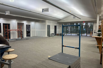 Young Adult and Teen Area during carpet installation