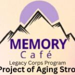 Outline of Mountain Range with words Memory Cafe written inside